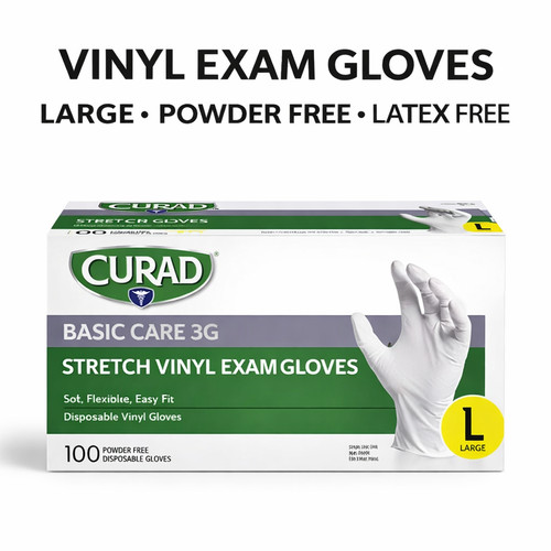 Vinyl exam gloves large powder - exam,