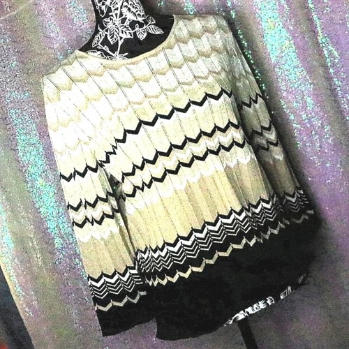 Gold black metallic sweater - metallic,