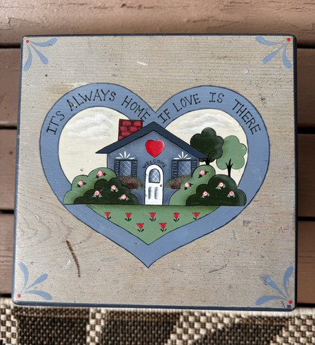 Painted wood step stool - painted, heart