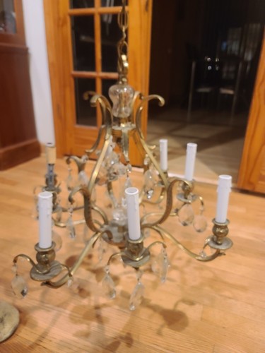 Vintage solid brass crystal - vintage, &