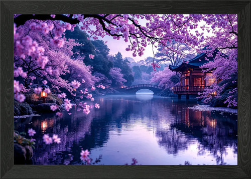 Japanese garden with cherry - garden,