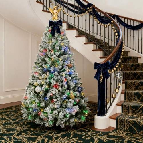 5ft snow flocked prelit xmas - 7.5ft,