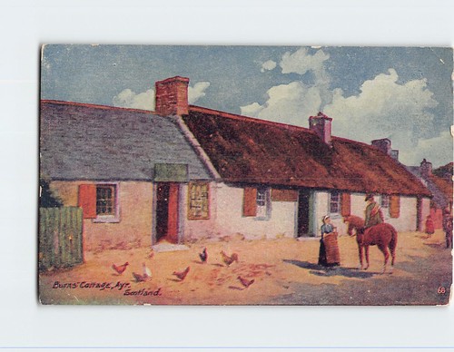 Postcard burns cottage ayr - cottage,