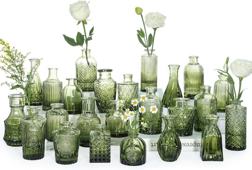 Bud vase set green - vase,