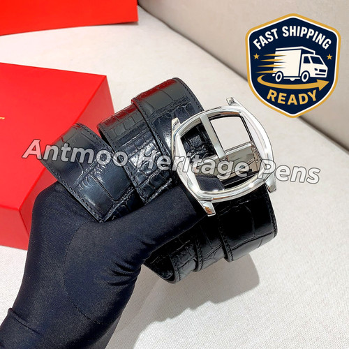 Cartier black leather belt - leather,