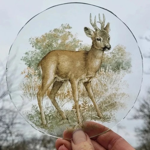 Stained glass roundel deer - roundel,