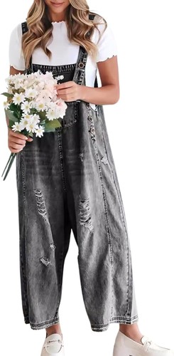 Women distressed denim bib - women??s,