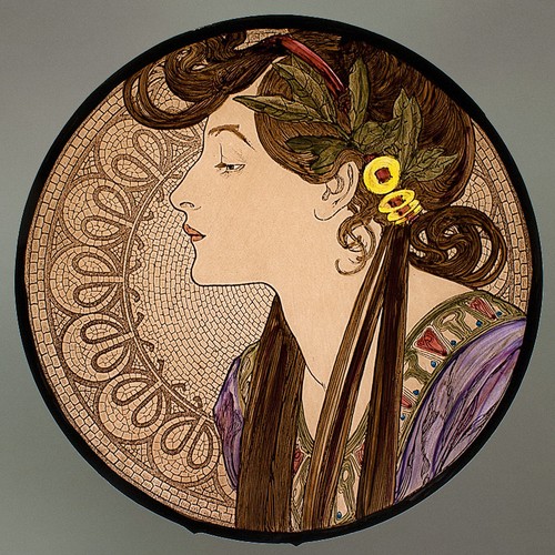 Mucha laurel glass painting - laurel,