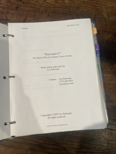 Broadway script and notes - script,