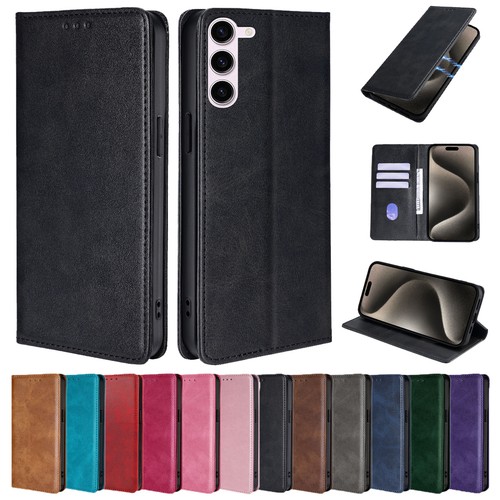 Magnetic leather wallet - leather,