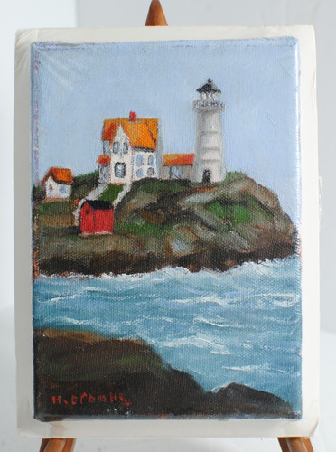 Oil canvas lighthouse on - oil,