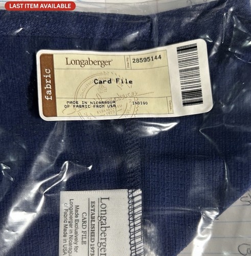 Longaberger card file - card, liner