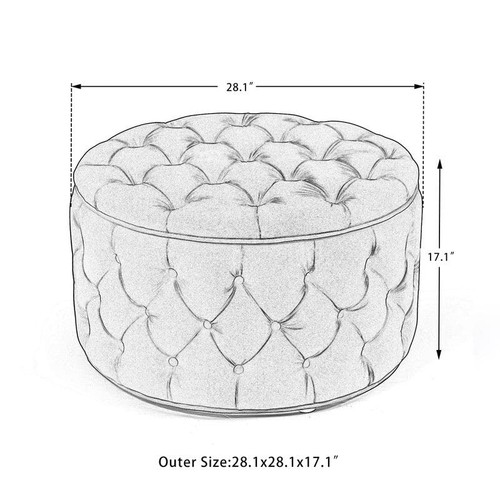 Round storage ottoman button - storage,