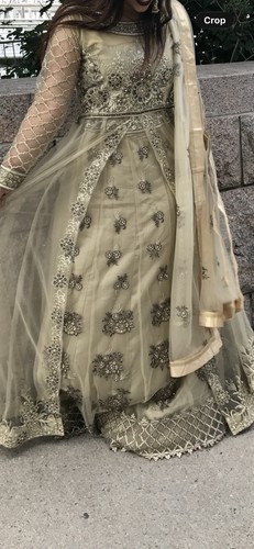 Beige green sage anarkali - beige,