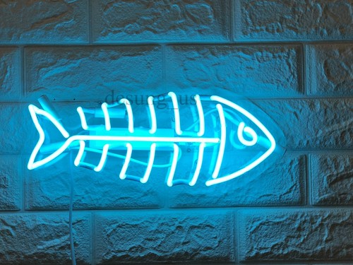 Fish bone aqua blue acrylic - bone,
