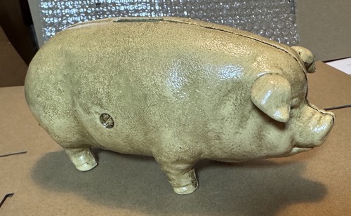 Cast iron pig bank - iron,