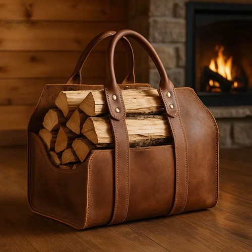 Handmade leather firewood - handmade,