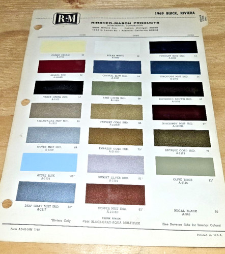 1969 buick paint chips rm - 1969,