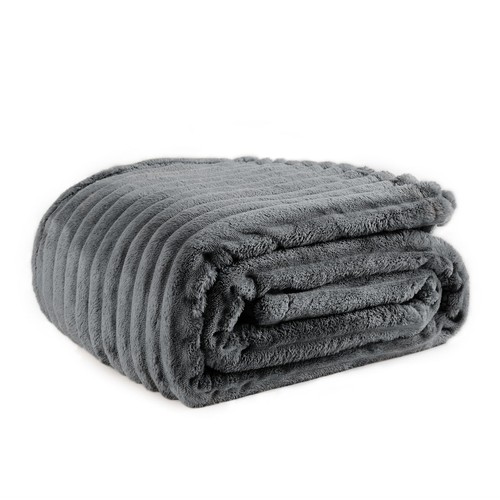Grey fleece throw - throw, blanket