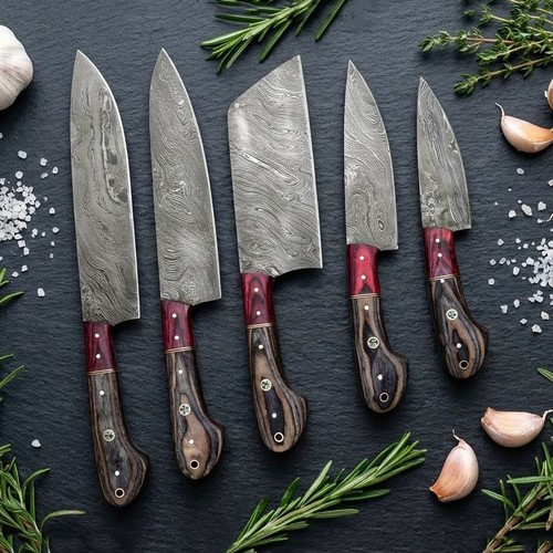 Piece hand forged damascus - 5-piece,