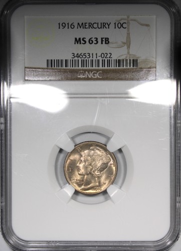 1916 mercury dime - mercury, ms63fb