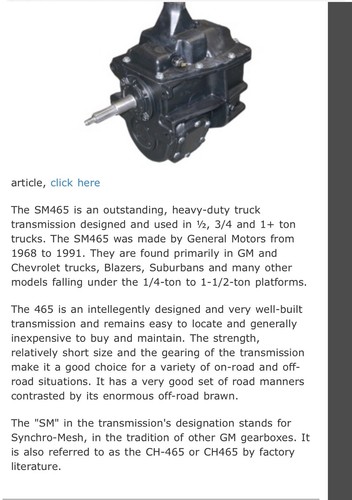 Sm465 muncie transmission - sm465,
