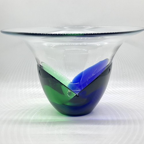 Art glass console bowl cobalt - art,