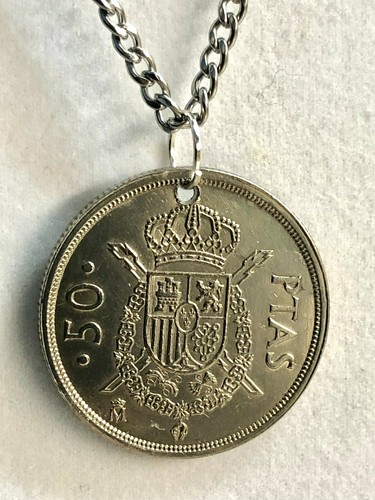 Spain pesetas coin necklace - spain, 50