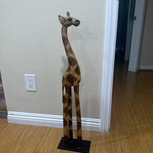 Wood giraffe tall statue - tall,