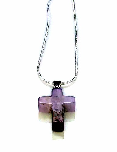 Amethyst cross necklace - amethyst,