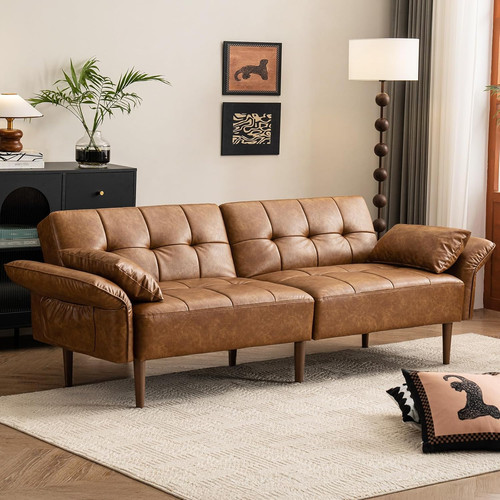 Futon faux leather couch - 85",