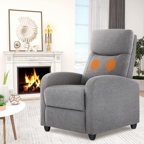 Gray fabric recliner chair - recliner,