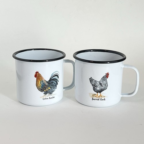 Tin cups roosters chickens - 2,