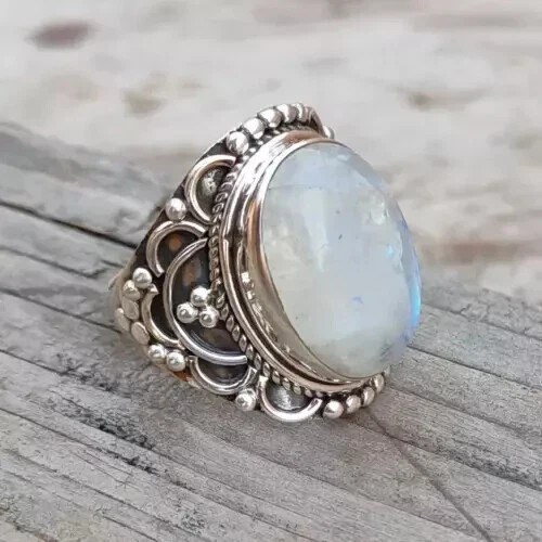 Rainbow moonstone ring - rainbow,