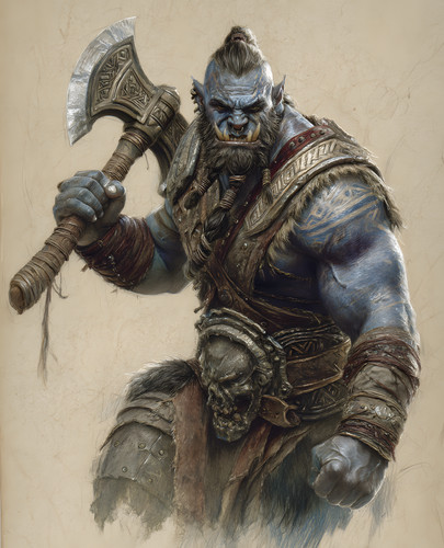 Blue skinned orc - blue-skinned, warrior