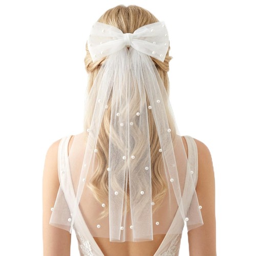 Bridal veil hair clip - clip,, white