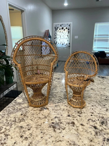 Vintage mini peacock wicker - peacock,