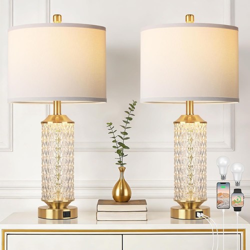 Gold table lamps - table, set