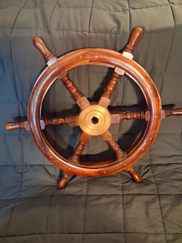 Vintage solid wood and brass - solid,