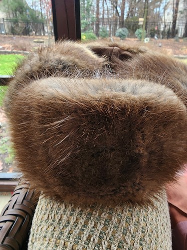 Natural mink hat - with, ear