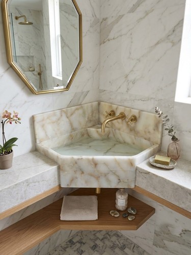 White onyx countertop sink - countertop,