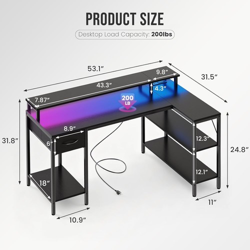 Dumos l shaped gaming - 47"/53",