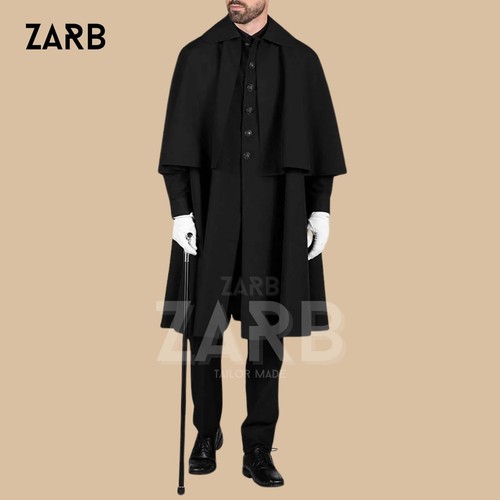 Black inverness cape coat - inverness,