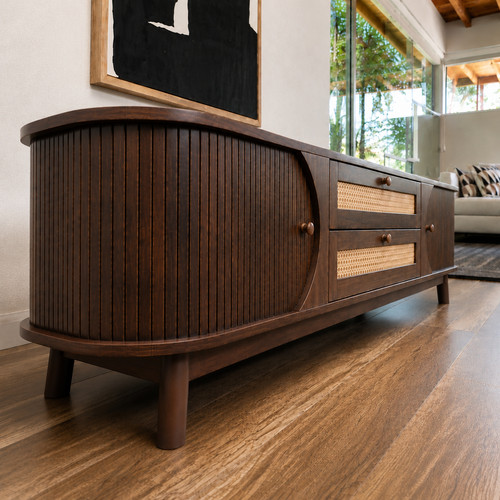 Modern farmhouse rattan tv - 67",