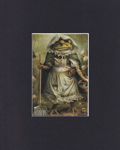 8x10 matted print worker frog - matted,
