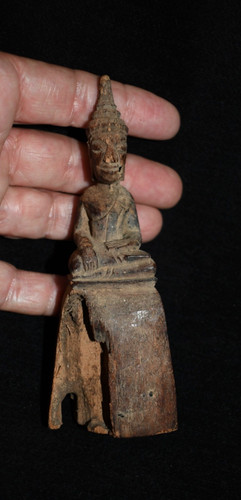 Primitive antique wood buddha - antique,