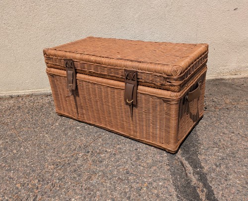 Vintage wicker rattan storage - vintage,