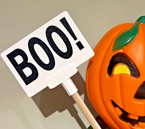 Boo sign for goblin pumpkin - sign,