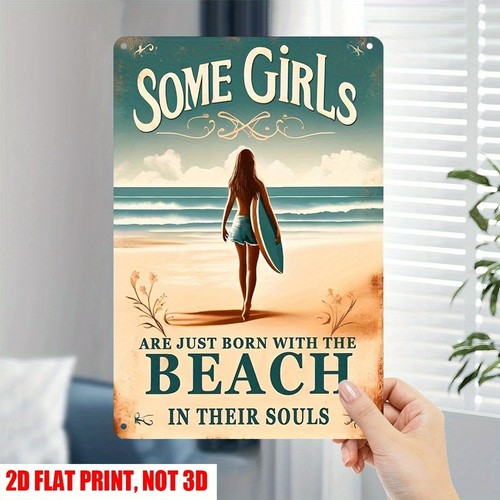 Beach metal sign some girls - metal,