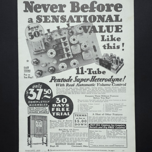 Midwest radio tube - radio, pentode